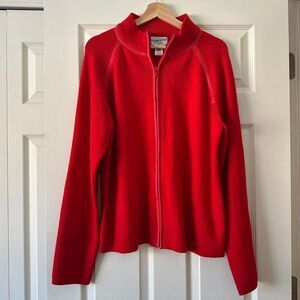 Pendleton Men's Red Zip Up Knit XL Tall Wool/Leather